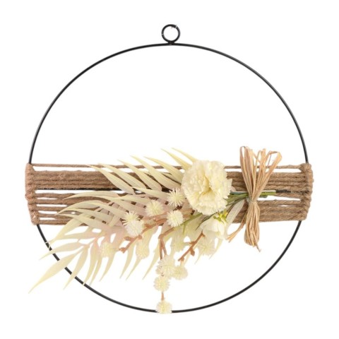 DECOR METAL NERO TONDO CON FIORI SECCHI D30